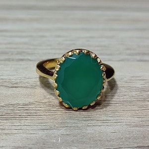 5.40 Carat Green Onyx Ring, Natural Onyx Ring in Panchdhatu Metal, Astrology Ring for Men and Women