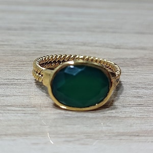 Natural And Certified Green Onyx Ring, Astrology Purpose Green Onyx Ring for Men and Women