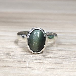 Natürlicher und zertifizierter Katzenauge Ring, Verstellbarer Katzenauge Ring, Lehsuniya Ring für Männer und Frauen, Astrologie Ring, KatzenAuge Edelstein