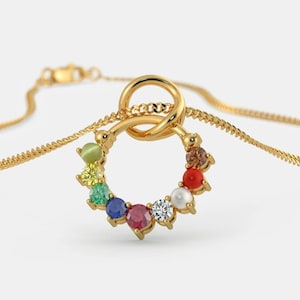 Navratna Pendant- Nine Gemstone Pendant, Navratna Pendant in Panchdhatu, 9 gemstone Pendant, Nine Precious Gemstone, Panchdhatu Pendant