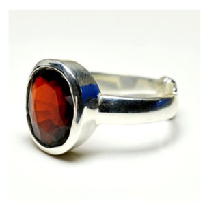 100% Natural Certified Hessonite Garnet (5.25 Ratti - 9.25) 925 Sterling Silver Handmade Adjustable Ring for Men & Women