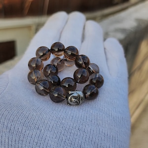 Pulseira de quartzo esfumaçado - Pulseira de contas elásticas redondas 100% originais de 8 mm ou 10 mm de pulseira de quartzo esfumaçado para homens e mulheres