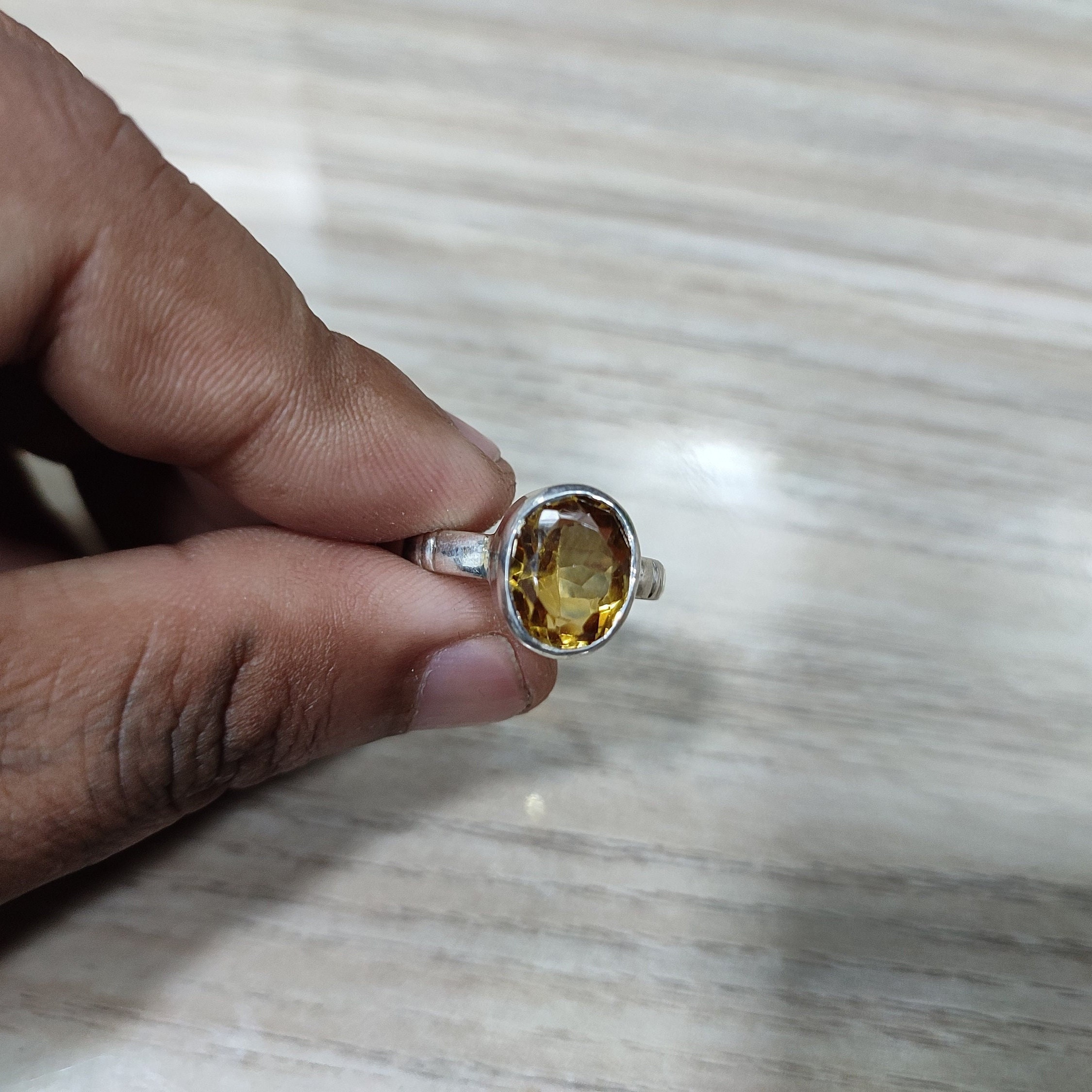 Buy SIDHARTH GEMS 9.00 Ratti 92.5 Sterling Silver Ring Natural Yellow  Sapphire Pukhraj Certified Quality Loose Gemstone Silver Adjustable Ring  for Women's and Men's at Amazon.in