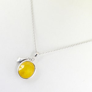 Yellow Sapphire Pendant, Natural Certified Oval Cut 5 to 10 Carat Yellow Sapphire/ Pukhraj Pendant in 925 Sterling Silver, Gemstone Pendant