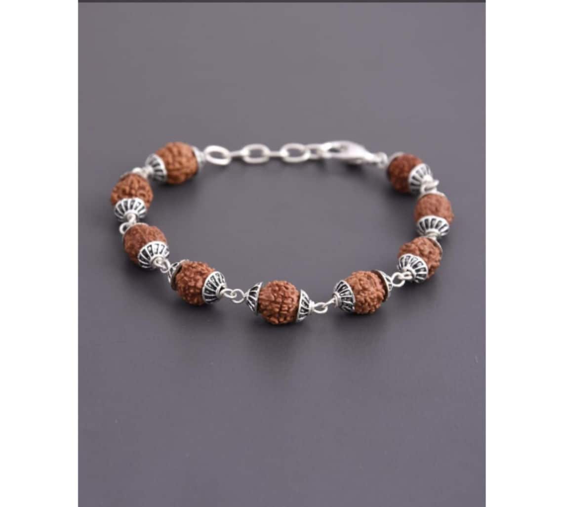 925 Sterling Silver Rudraksha Bracelet Rudraksha Beads Etsy Ireland