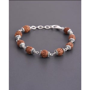 925 Sterling Silver Rudraksha Bracelet,  Rudraksha Beads Bracelet, Men&#39;s Bracelet