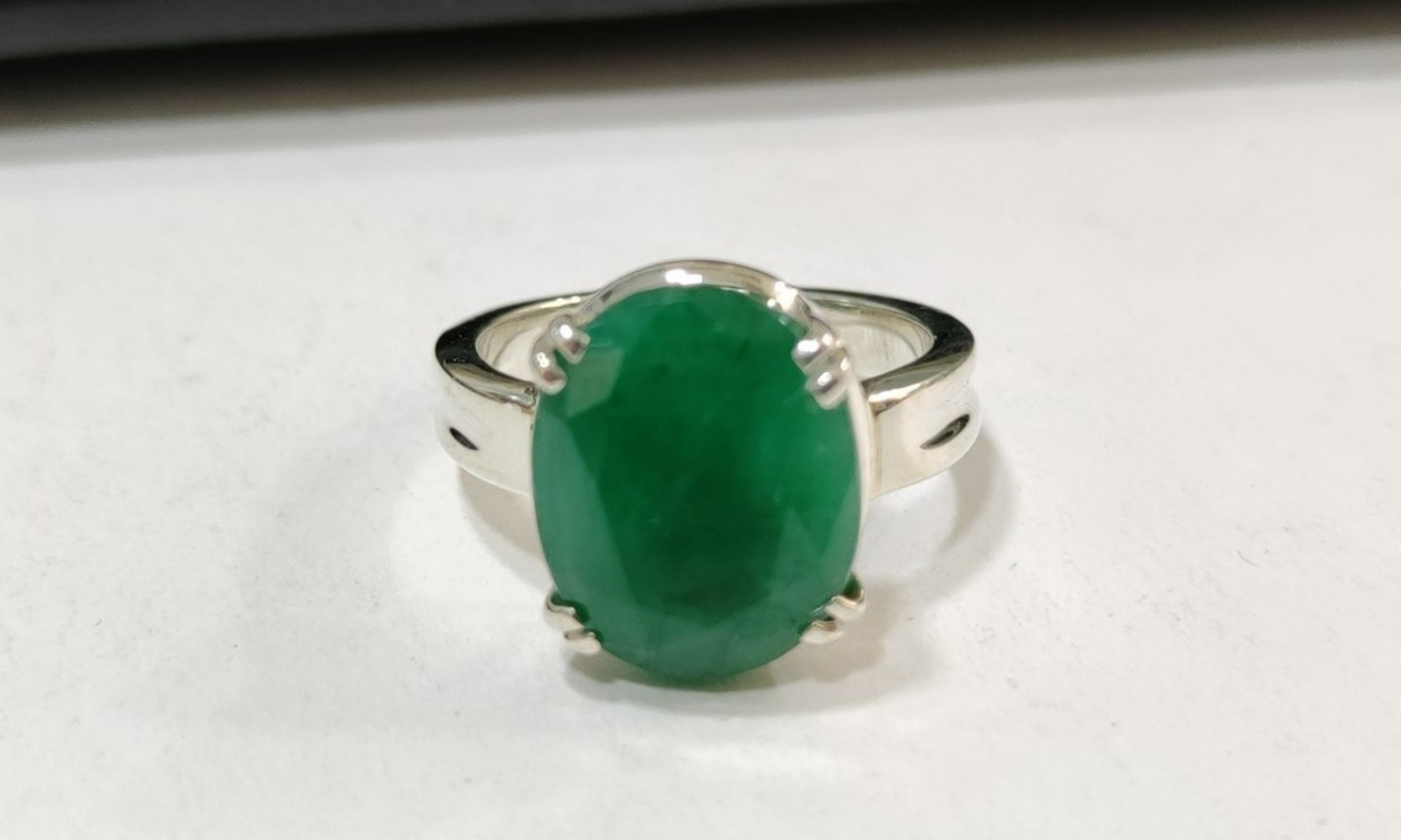 Natural Emerald panna Ring Sterling Silver Ring Oval Cut Emerald