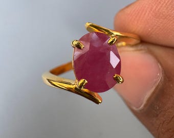 Oval Ruby Ring, Panchdhatu Ring, Beautiful Oval Natural Red Ruby Gemstone Ring Astro Vedic Gemstone Ring For Women
