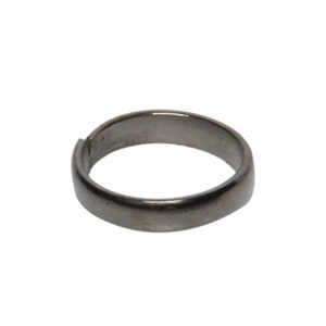 May include: A simple, black, metal ring with a smooth, polished finish.