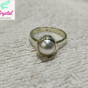 Natural South sea pearl Ring in Sterling Silver Ring, White Pearl Jewellery, Moti Ring, White Pearl Ring, Gift For Her