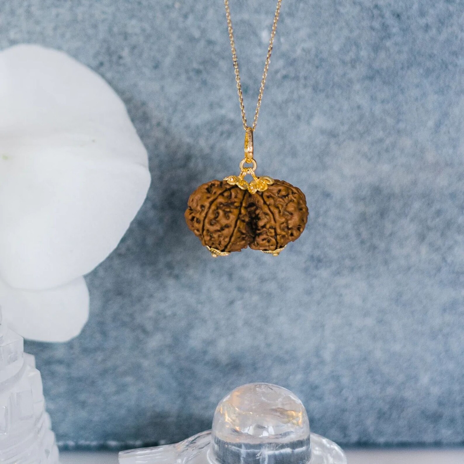 Rudraksha Pendant, Natural Certified Nepal Gauri Shankar Rudraksha in ...