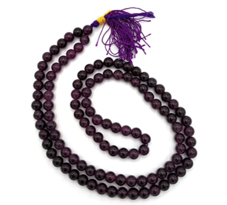 Meditation Mala Gemstone Mala 108 mala beads Amethyst Mala Necklace Japa Mala