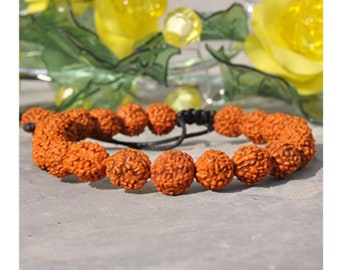 Braunes Panchmukhi Verstellbares Rudraksha Armband Perlen Buddhistische Yoga Meditation für Männer und Frauen