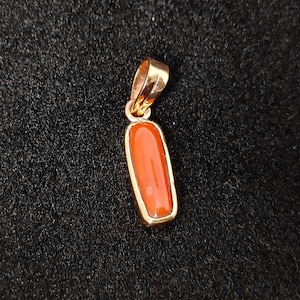 Natural Coral Pendant, Certified 3 Carat Cylindrical Shape Red Coral Pendant in Panchdhahtu, Mars Planet Pendant, Astrological Pendant