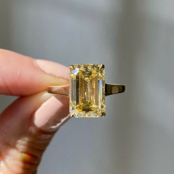 Natural Citrine Ring Lab Certified 5 to 10 Carat Emerald Cut