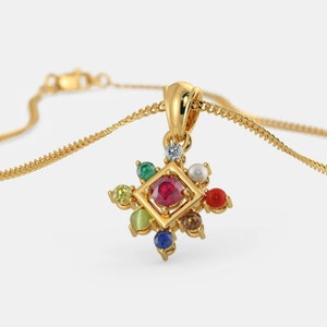 navratna Pendant- Pendant of nine precious gemstone of 2.50 mm, 9 gemstone pendant in Panchdhatu, Navratan pendant