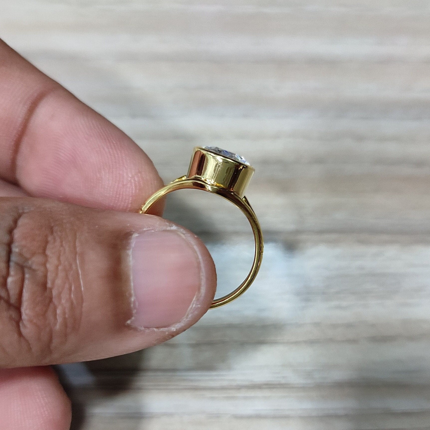 Cubic Zircon Ring, 6 Carat Oval Zircon in Panchdhatu Metal
