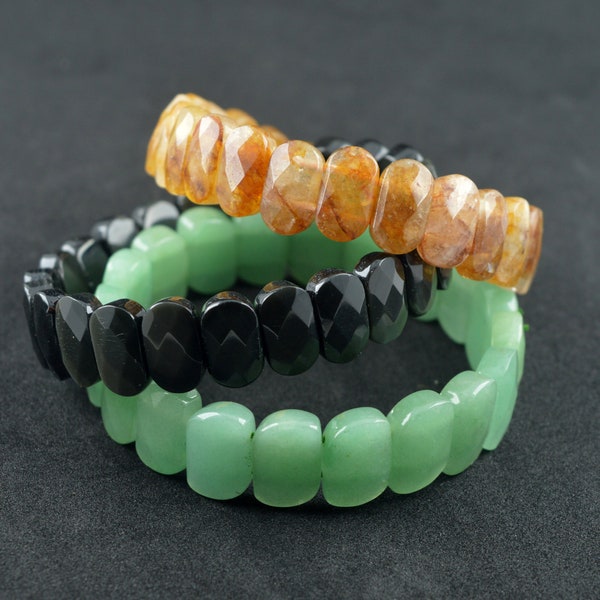 Handmade Natural Citrine, Black Onyx, Green Aventurine Bracelet, Gift For Her\ His