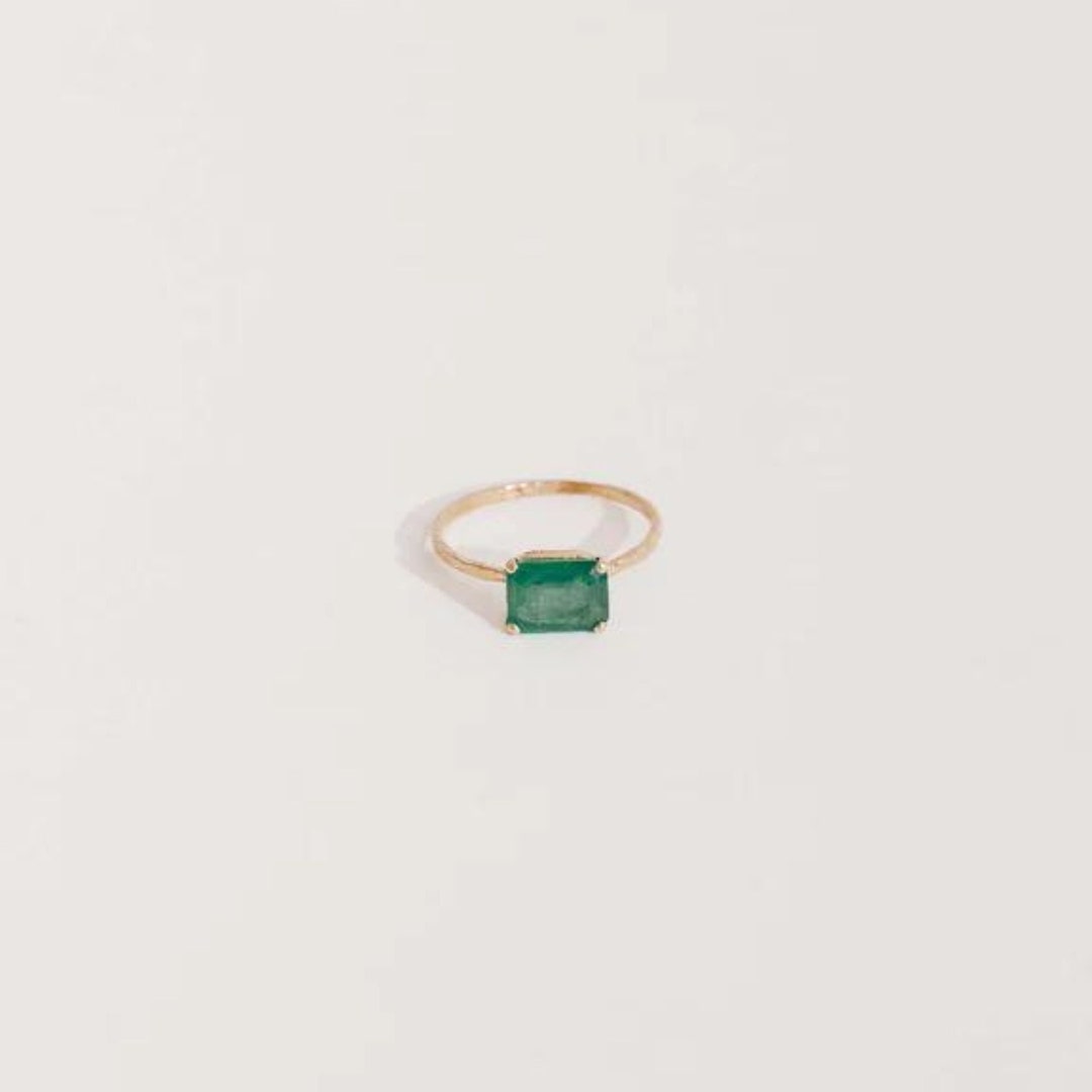 Emerald Ring, Natural Certified Emerald Cut to Carat Emerald