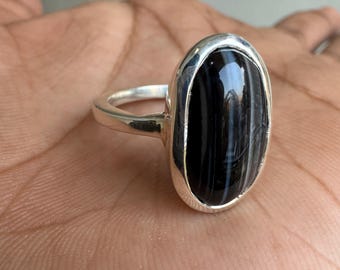 Sulemani Hakik Handmade Ring, Natural Agate Stone, 925 Sterling Silver Metal, Original Gemstone, Aqeeq Agate