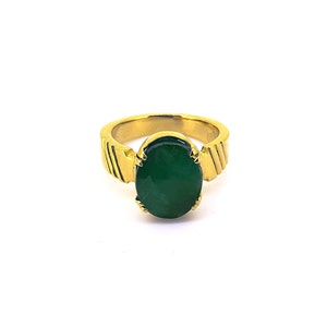 Emerald Ring- Oval Cut 5 to 7 Carat Natural and Certified Emerald/ Panna Ring in Panchdhatu, Astrology Ring, Gemstone Ring