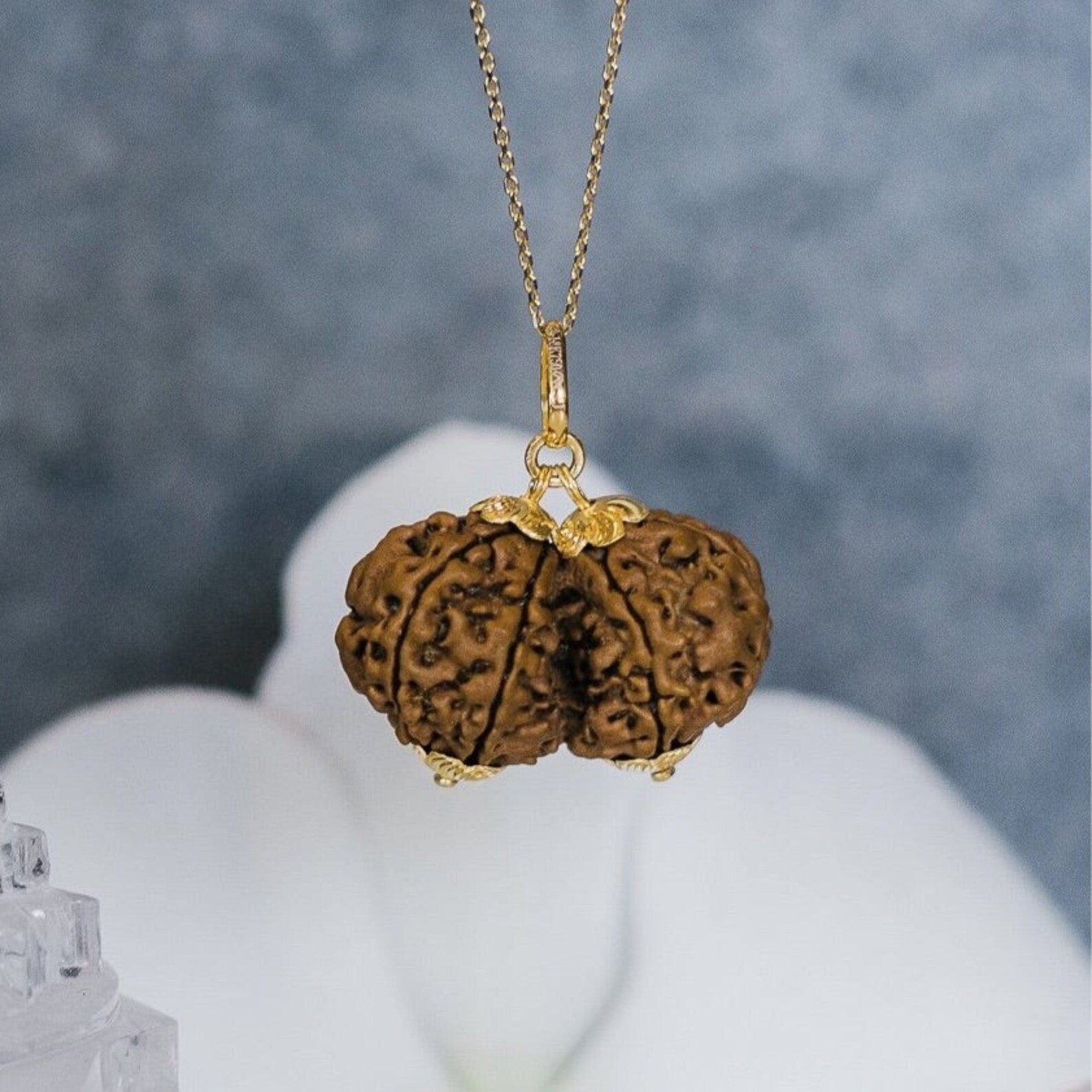 Rudraksha Pendant, Natural Certified Nepal Gauri Shankar Rudraksha in ...