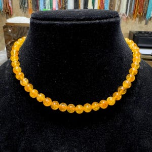 Natural Citrine Gemstone Necklace, Healing Crystal Beads Jewelry, Citrine Beaded Stone Gift for Unisex, Citrine Crystal Necklace
