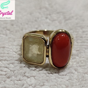 Gelber Saphir und Koralle (Moonga) Edelstein Ring Erlauben Panchdhatu Astrologie Zweck Ring für Männer und Frauen