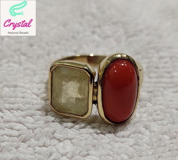 Red coral with yellow sapphire sale