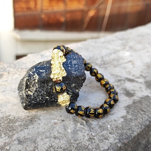 Black Obsidian Pixiu Bracelet- Natural and Certified AAA Quality Grade 8mm and 10mm beaded Black Obsidian Pixiu Bracelet For Astrology