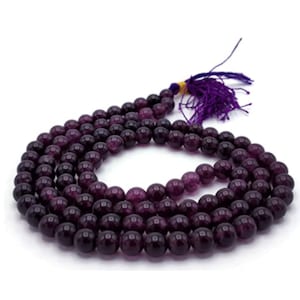 Amethyst Mala Necklace, Gemstone  Mala, Meditation Mala, Japa Mala ( 108 mala beads)