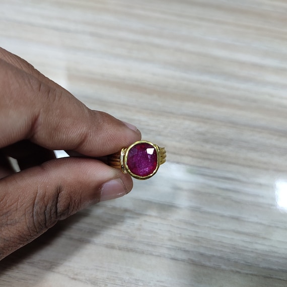 Buy Mozambique Red Ruby Ring Rashi Ratan Ring Astrology Gemstone Ring Gemstone Ring Panchdhatu Ring Statement Ring Handmade Ring Online in India Etsy