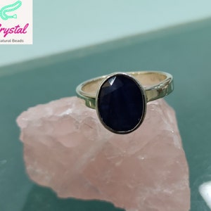 Natural Certified  No Treatment Blue Sapphire  Ring, Made In Sterling Silver Ring, Astrology Ring