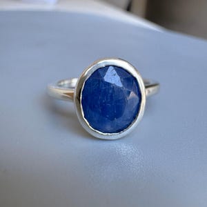 Blue Sapphire Oval Cut Gemstone Ring Statement Ring Bridal Ring Wedding Ring Engagement Ring 925 Sterling Silver Ring, Handmade Ring