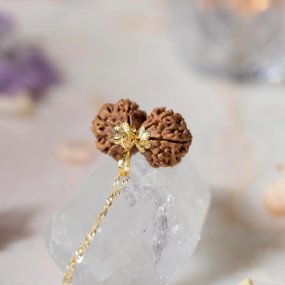 Rudraksha Pendant, Natural Certified Nepal Gauri Shankar Rudraksha in ...