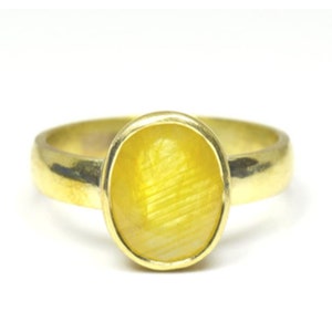 Gelber Saphir (Pukhraj) Panchdhatu Rashi Ratan Astrologischer Zweck Ring für Unisex