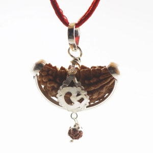 Natural Lab Certified 1 face Rudraksha Pendant with 5 Mukhi Rudraksha Bead, 925 Sterling Silver, Yoga Prayer Healing, Health, Kids, Adults