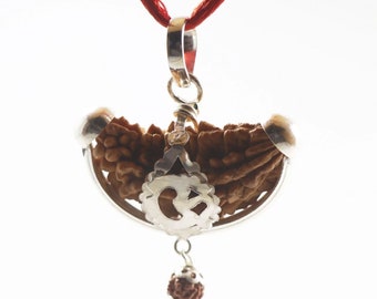 Natural Lab Certified 1 face Rudraksha Pendant with 5 Mukhi Rudraksha Bead, 925 Sterling Silver, Yoga Prayer Healing, Health, Kids, Adults