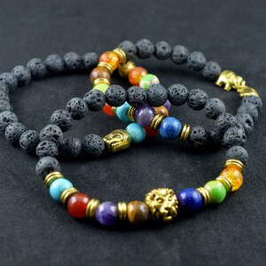 Pulsera de cuentas redondas de chakra, pulsera de siete chakras, pulsera espiritual, pulsera de meditación curativa
