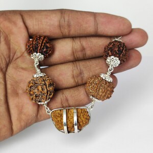 Rudraksha Pendant, Natural Certified Rudraksha Kavach in Sterling Silver, 1 Mukhi, 4 Mukhi, 5 Mukhi, 6 Mukhi, 7 Mukhi Rudraksha Combination