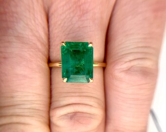 Emerald Ring, Natural and Certified Emerald Cut 2, ,4 Carat