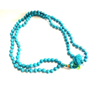 108 Turquoise Mala 8mm,6mm Firoza Mala, Firozs 108 Bead Mala, Tibetan Buddhist Mala Buddha Charm Rosary Yoga For Women Men Jewelry