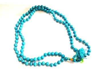 108 Turquoise Mala 8mm,6mm Firoza Mala, Firozs 108 Bead Mala, Tibetan Buddhist Mala Buddha Charm Rosary Yoga For Women Men Jewelry