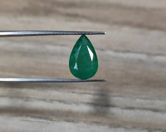 100% Natural and Certified Loose Emerald Gemstone, 2.18 Carat Pear Cut 12.20mm X 7.90mm Loose Green Emerald/ Panna Gemstone