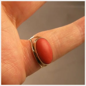 Coral Ring, Natural and Certified Oval Cabochon 5 to 12 Carat Red Coral Ring in Panchdhatu, Gemstone Ring, Birthstone Ring