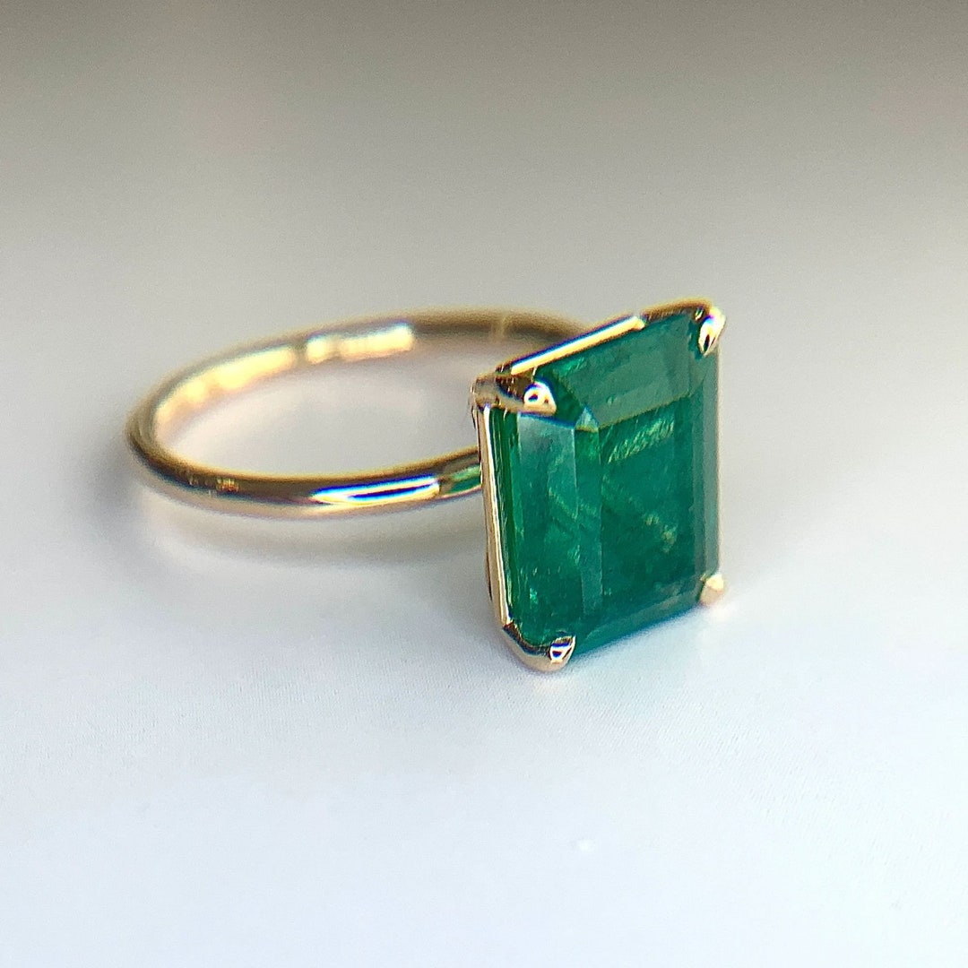 Emerald Ring, Natural and Certified Emerald Cut 2, ,4 Carat - Main Image