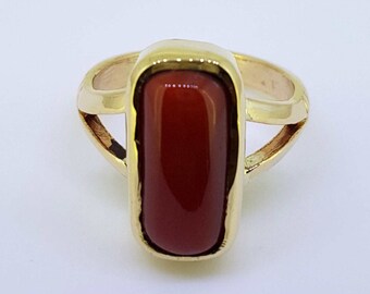 Coral Ring- Natural and Certified 5 to 8 Carat Cylindrical Red Coral/ Moonga Ring, Statement Ring, Astrology Ring