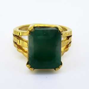 Emerald Ring- 6 Carat Natural and Certified Emerald Cut Green Emerald/ Panna Ring, Astrology Ring, Statement Ring