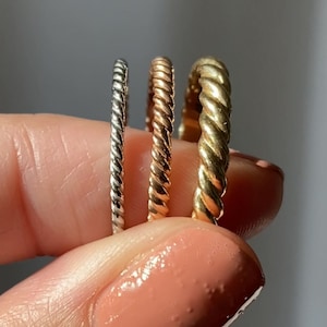 Rope Band- Original Twisted Rope Ring in 925 Sterling Silver, Copper and Panchdhatu (Alloy), Twisted Rope band, Stackable Ring