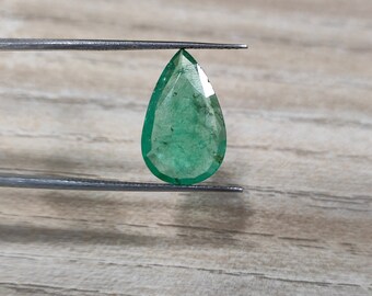 Natural and Certified Loose 3.20 Carat Emerald Gemstone, Loose 15.90mm X 10.00mm Pear Cut Emerald/ Panna Gemstone